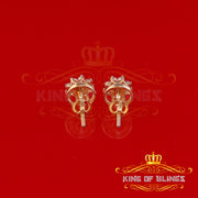 King of Bling's Yellow 925 Silver Cubic 0.14ct Zirconia Women's & Men's Hip Hop Flower Earrings KING OF BLINGS