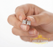 King Of Bling's 0.05ct Real Diamond 925 Sterling Silver Women's & Men's White Kite Stud Earring KING OF BLINGS