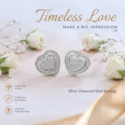 King Of Bling's Aretes Para Hombre 925 White Silver 0.33ct Diamond Women's Heart Style Earrings KING OF BLINGS
