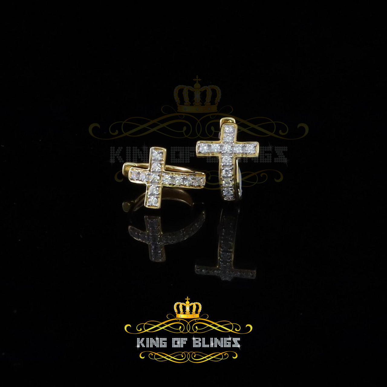 King of Bling's Yellow 925 Sterling Silver 0.72ct Cubic Zirconia Women's & Men's Hoop Earrings