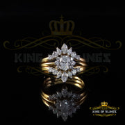 King of Bling's New 925 Sterling Silver Yellow 1.25ct VVS'D' Oval Moissanite Bridal Rings Size 7 King of Blings