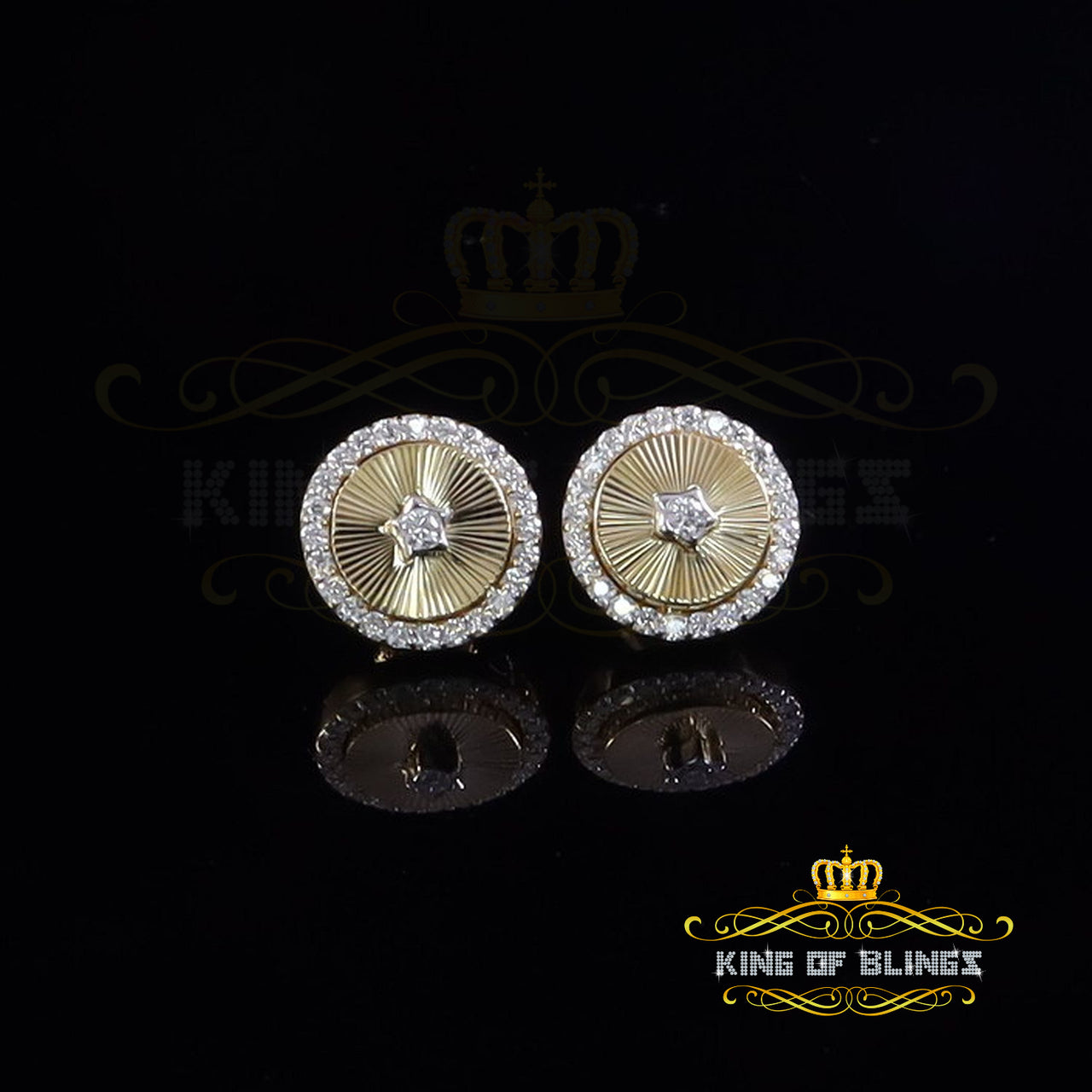 King  of Bling's 2.50 ct VVS 'D' Moissanite Mens/Womens 925 Silver Yellow Stud Earrings