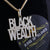 Yellow 925 Sterling Silver 9.30ct Cubic Zirconia "Black Wealth" Characters Pendant KING OF BLINGS