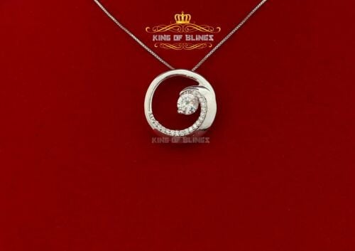 King Of Bling's Fancy Circle Shape 2.50ct Sterling Silver White Pendant Cubic Zirconia Stone KING OF BLINGS