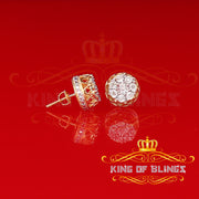 King of Blings-925 Sterling Silver Yellow 0.07ct Diamond For Men's & Women's Floral Earrings KING OF BLINGS