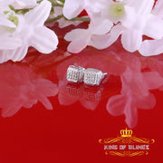 King Of Bling's 0.05ct Diamond Square Earrings For Women White 925 Sterling Silver Stud For Men KING OF BLINGS