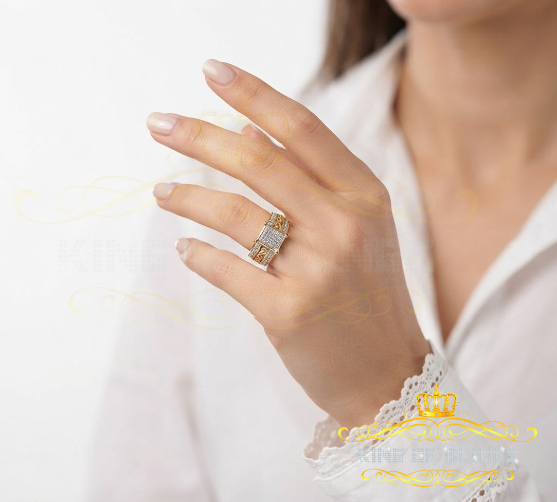 King Of Bling's Elongated Rectangle 0.33 CT 925 Silver Yellow Real Diamond Womens Ring SZ 8 KING OF BLINGS