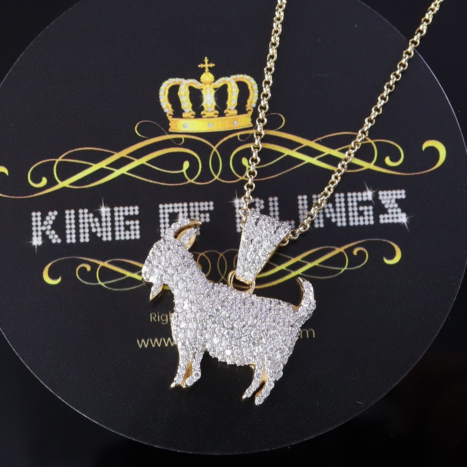 Promising Yellow 925 Sterling Silver Goat Shape Pendant 3.82ct Cubic Zirconia KING OF BLINGS