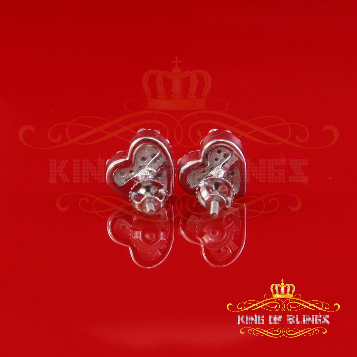 King  of Bling's 925 Yellow Silver 0.66ct VVS 'D' Moissanite Heart Stud Earring Men's/Womens King of Blings