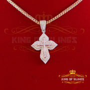 King Of Bling's Yellow 3.00 VVS D Moissanite Silver Charm Cross Floury Pendant Men's & Women's KING OF BLINGS