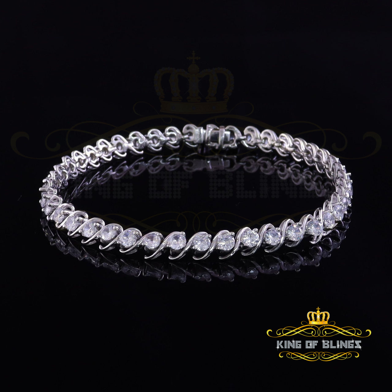 925 White Silver 8MM 0.8CT Cubic Zircon Tennis Men's/Womens Bracelet 9 Inch long KING OF BLINGS
