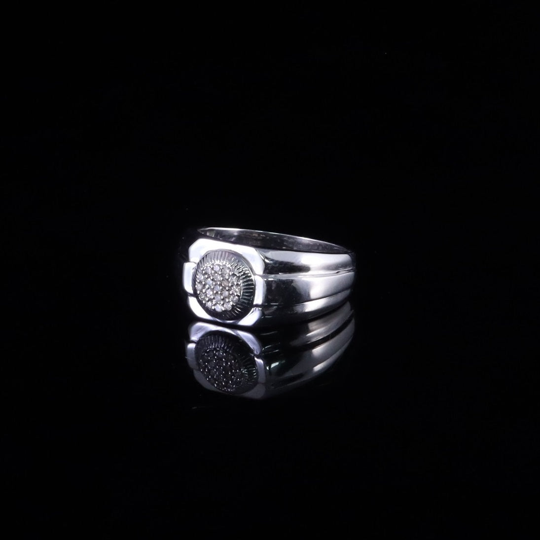 King Of Bling's 925 Sterling Silver White Metal with 0.25CT Real Diamond Wide Men's Ring SZ 11