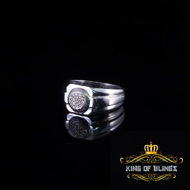 King Of Bling's 925 Sterling Silver White Metal with 0.25CT Real Diamond Wide Men's Ring SZ 11