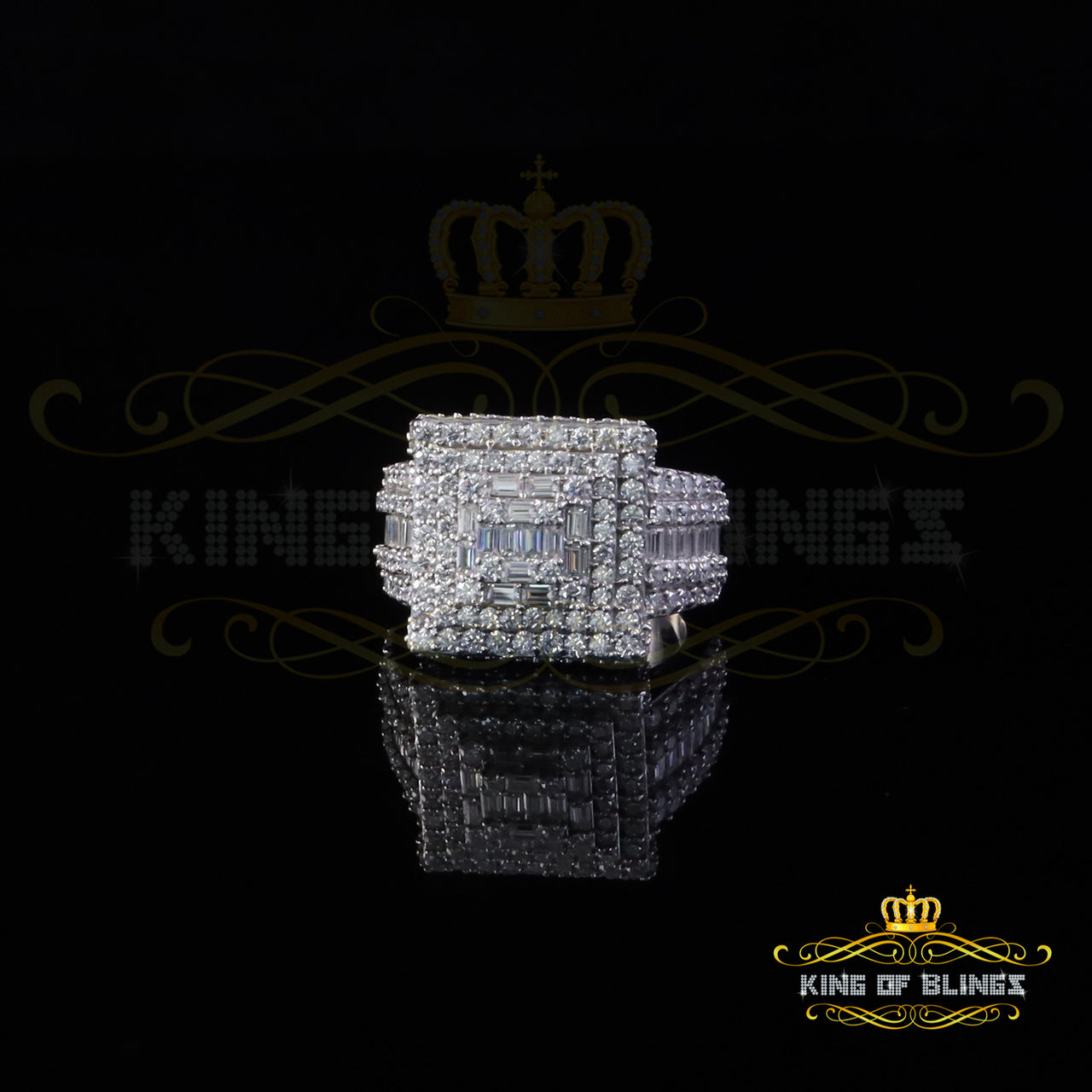 King of Bling's Men's/Womens 925 Silver White 5.00ct VVS 'D' Moissanite Stone Square Rings Sz 10 King of Blings