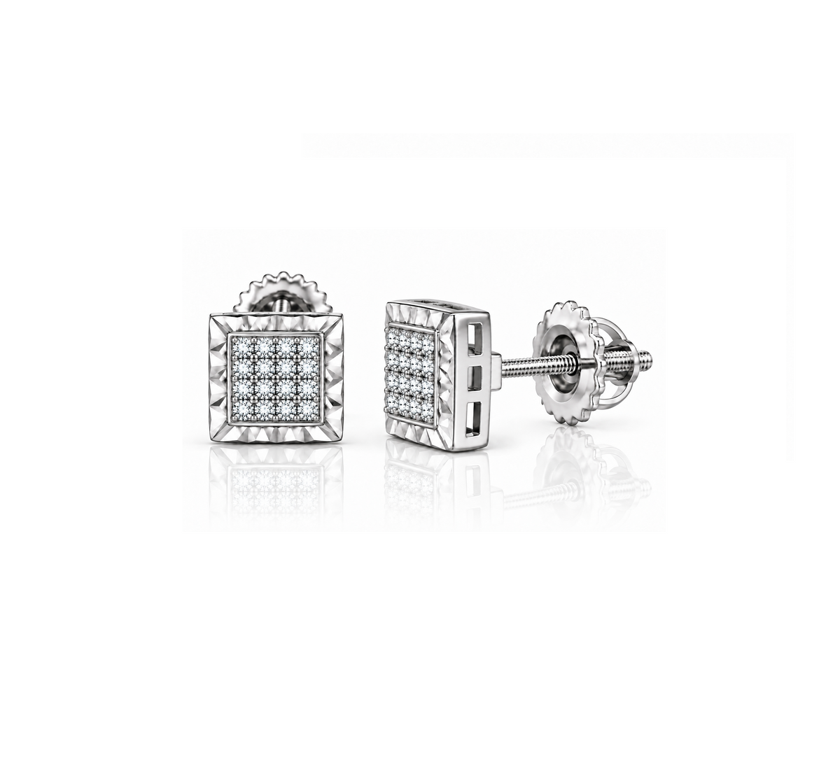 King Of Bling's 925 Sterling Silver 0.10ct Small Diamond For Women's & Men's White Stud Earring KING OF BLINGS