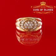 King Of Bling's Oval 1.10ct Cubic Zirconia 925 Yellow Silver Men's Style Ring Size 10.5 KING OF BLINGS
