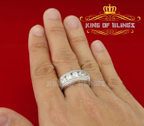 King Of Bling's4.00ct Cubic Zirconia White Silver Round Men's Ring Size 10