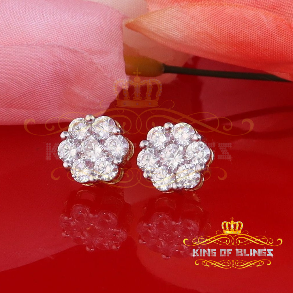 King of Bling's 925 Silver Yellow 1.56ct Cubic Zirconia Hip Hop Floral Women's & Men's Earrings KING OF BLINGS