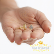 King of Blings-925 Sterling Silver Yellow 0.05ct Diamond For Women's & Men's Stud Heart Earring KING OF BLINGS