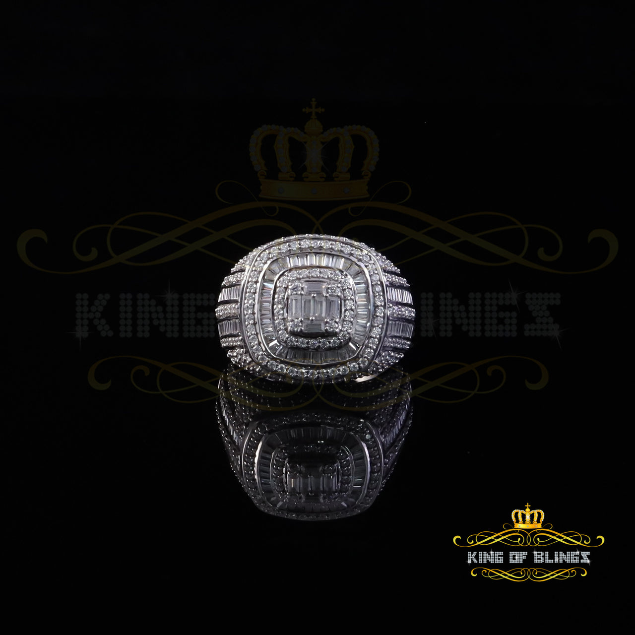 King of Bling's Men's/Womens 925 Silver 5.50ct VVS 'D' Moissanite White Square Round Rings SZ10 King of Blings