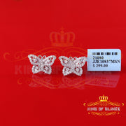 King of Bling's Men's/Women's 925 Silver White 0.50ct VVS 'D' Moissanite Butterfly Stud Earrings KING OF BLINGS