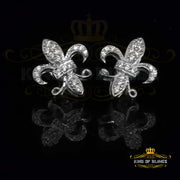 King of Blings- White 0.35ct Cubic Zirconia 925 Silver Men's & Women's Fleur de Lis Earrings KING OF BLINGS