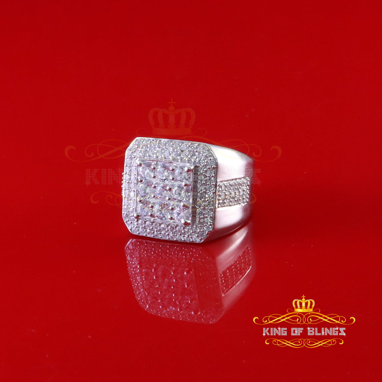 Sterling White Silver 3.50ct Cubic Zirconia Men's Adjustable Ring From SZ 10 to 12