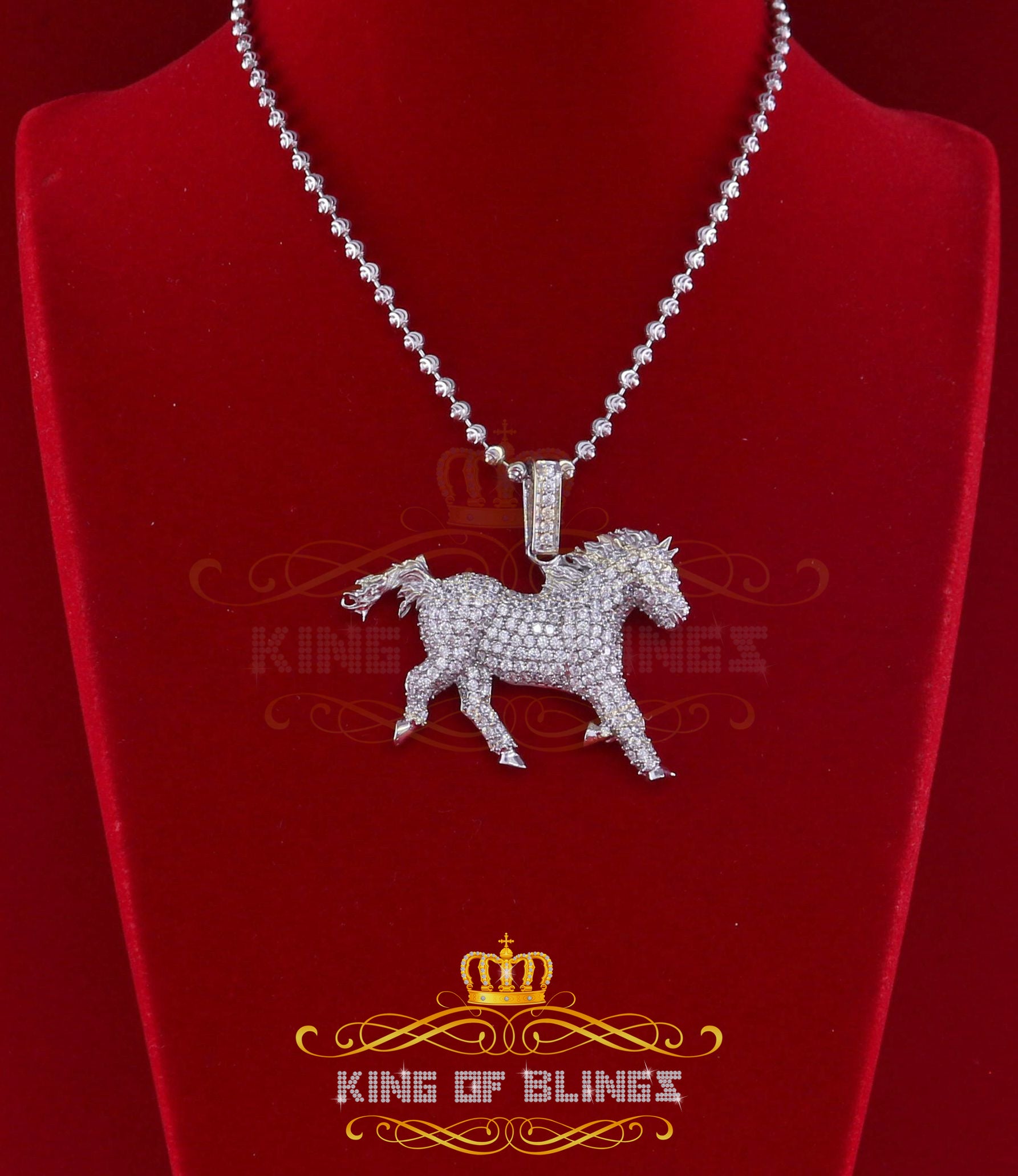 White Special 925 Sterling Silver Horse Shape Pendant with 8.30ct Cubic Zirconia KING OF BLINGS
