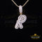 Yellow Cursive 3D Alphabet Shape 925 Sterling Silver Cubic Zirconia Pendant KING OF BLINGS