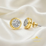 King Of Bling's 925 Sterling Yellow Silver 0.10ct Diamond For Women's & Men's Round Earrings KING OF BLINGS