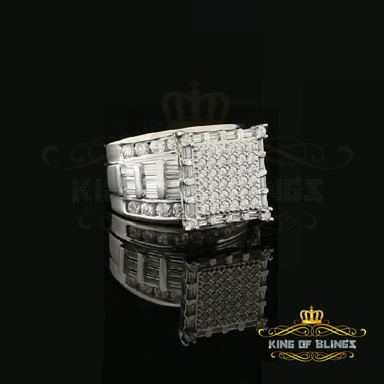 King Of Bling'sWomen's 6.04ct White Cubic Zirconia Silver Fashion Ring Size 9