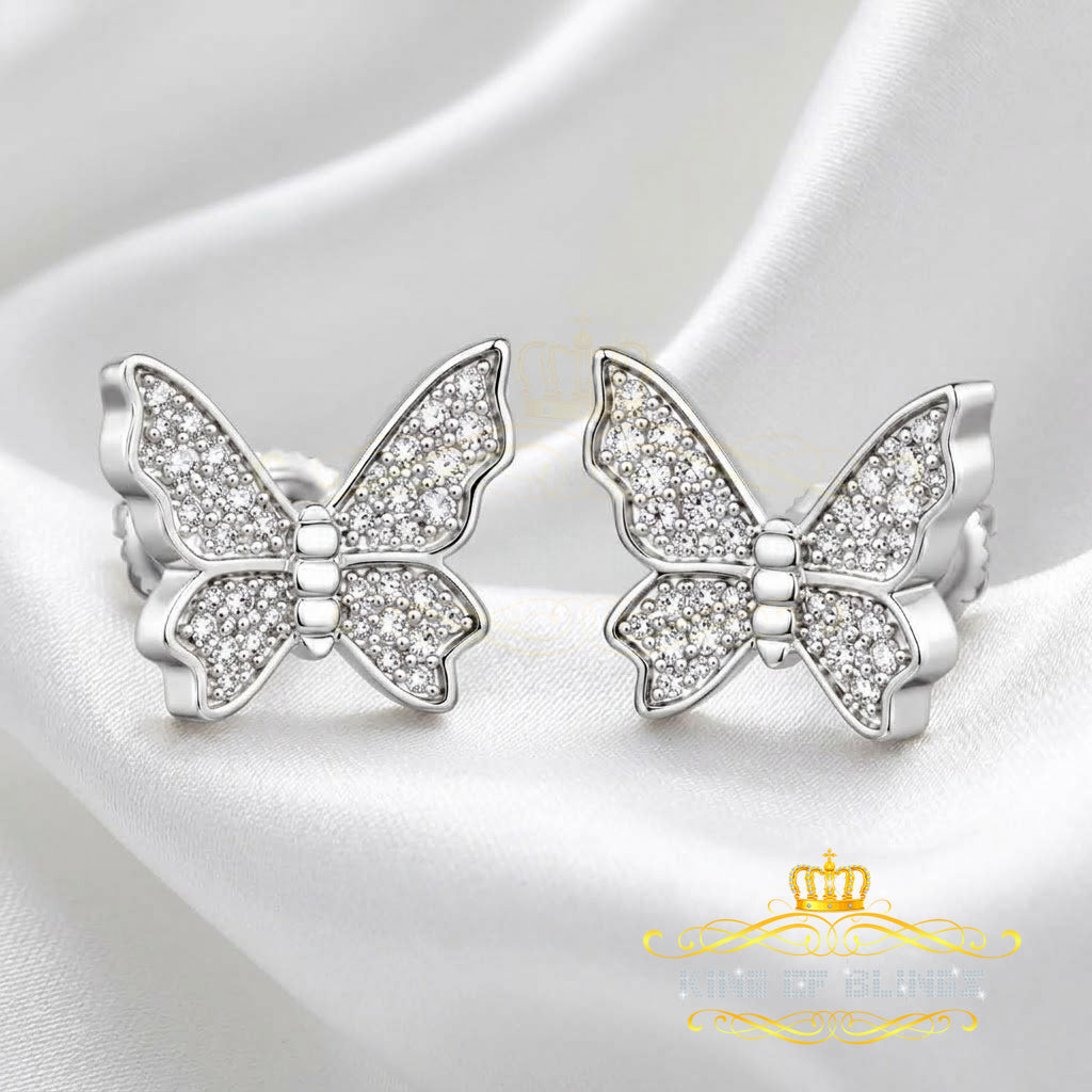 King of Bling's Women's 0.34ct Cubic Zirconia Butterfly Stud Earrings White 925 Sterling Silver KING OF BLINGS