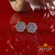 King of Bling's 1.50ct VVS 'D' Moissanite Men's/Womens 925 Silver White Floral Stud Earrings KING OF BLINGS