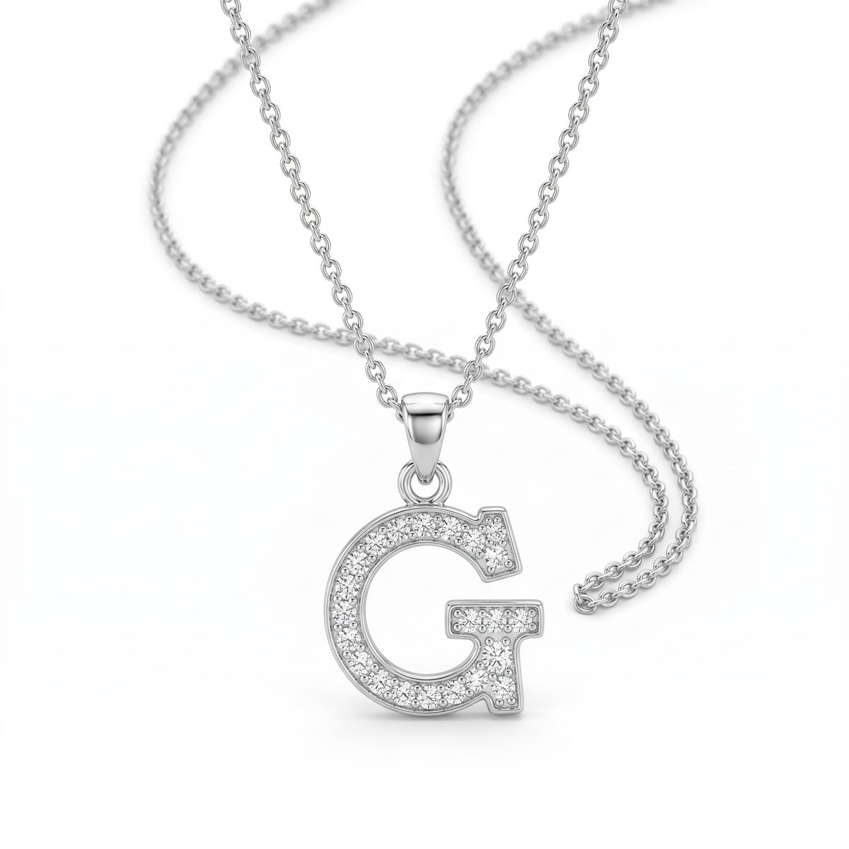 King Of Bling's Attractive Sterling SilverAll Alphabet Letter White Pendant with Cubic Zirconia KING OF BLINGS