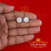 King of Blings- 3.20ct Cubic Zirconia 925 White Sterling Silver Hip Hop Flower Ladies Earrings KING OF BLINGS