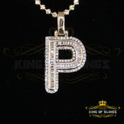 Yellow Bugutte Initial All Alphabet Sterling Silver Pendant with Cubic Zirconia KING OF BLINGS