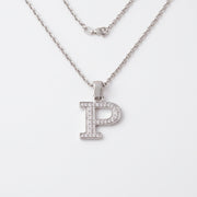 King Of Bling's Attractive Sterling SilverAll Alphabet Letter White Pendant with Cubic Zirconia KING OF BLINGS