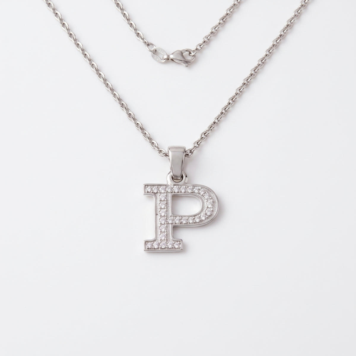 King Of Bling's Attractive Sterling SilverAll Alphabet Letter White Pendant with Cubic Zirconia KING OF BLINGS