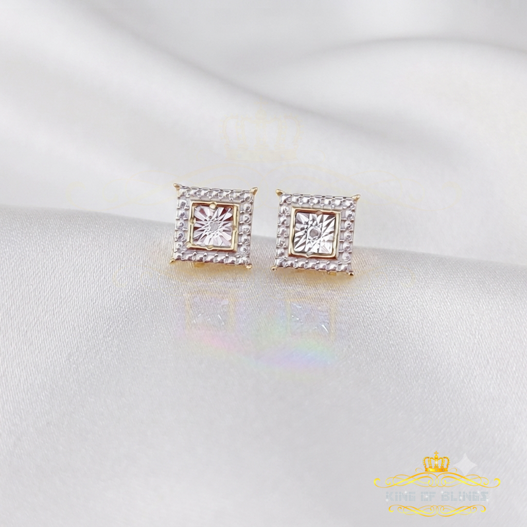 King Of Bling's 925 Sterling Silver Yellow Hip Hop 0.01ct Diamond Men's & Women's Stud Earrings KING OF BLINGS