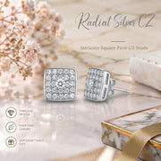 King of Bling's White 925 Silver 0.81ct Cubic Zirconia Women's & Men's Hip Hop Square Earrings KING OF BLINGS