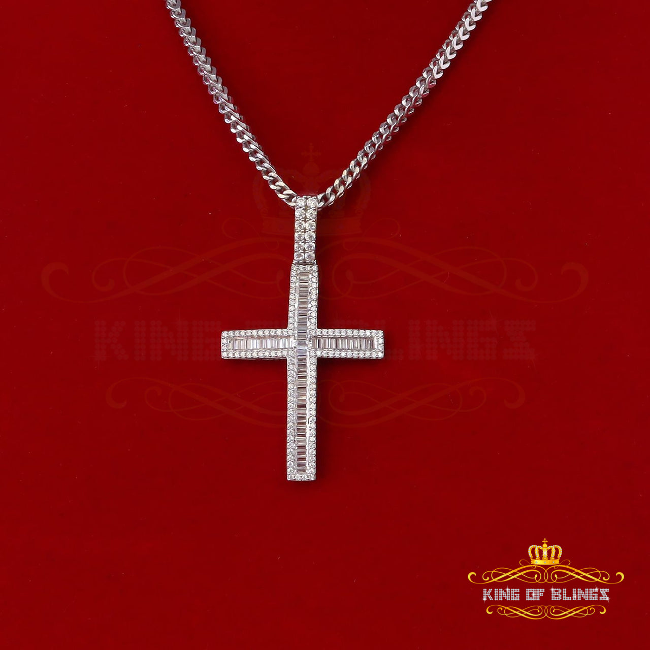 Attractive 925 Sterling Silver Bug CROSS Pendant White 4.52ct Cubic Zirconia