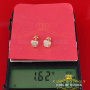 King of Blings-0.10ct Diamond Stud Earrings For Women Yellow 925 Sterling Silver Stud For Men KING OF BLINGS