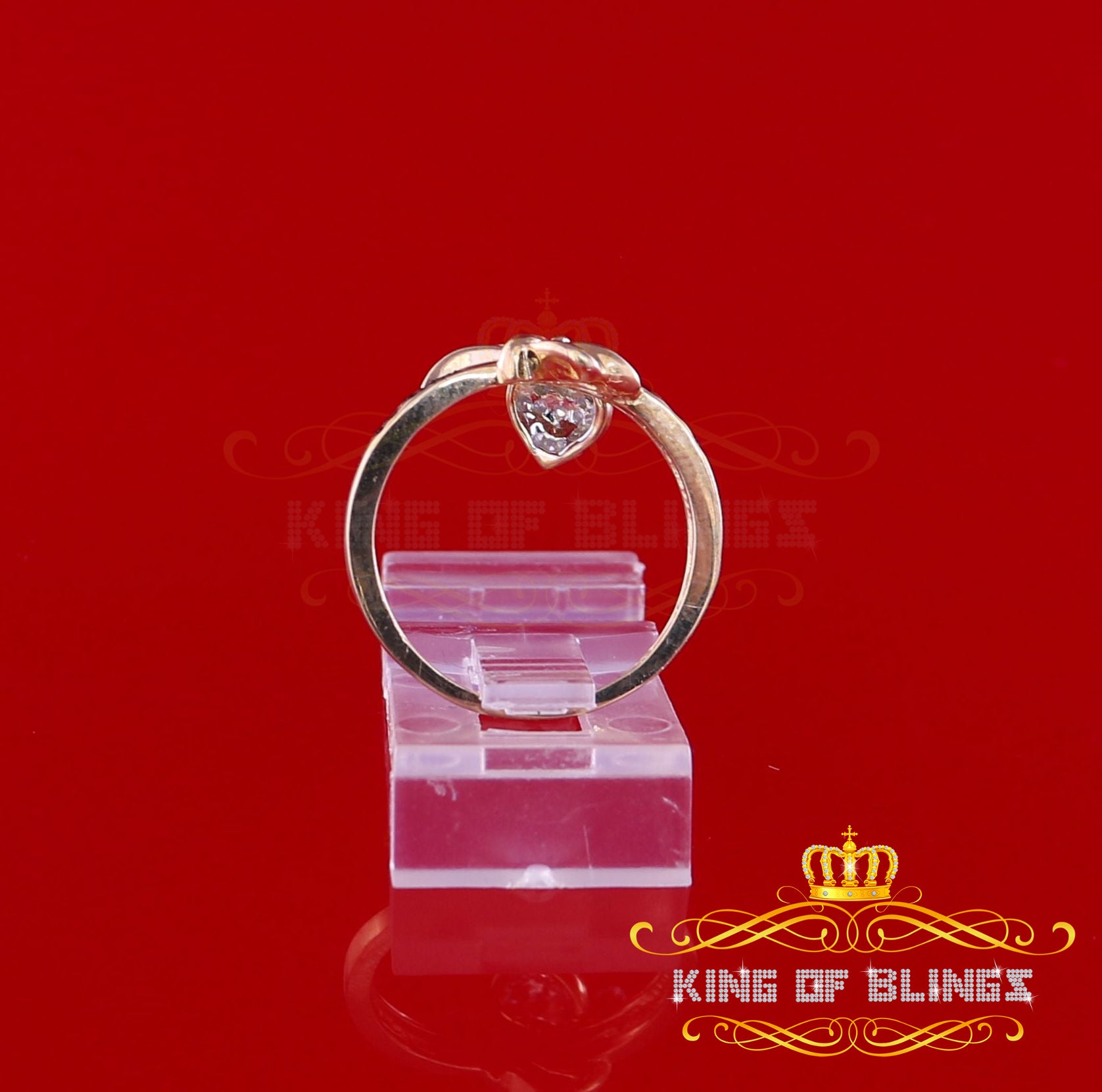 King of Bling's  Real 0.05ct Diamond Real 10kt Yellow Gold Fancy LOVE YOU HEART Charm Ring Size 7 KING OF BLINGS