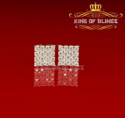 King of Bling's Yellow 925 Sterling Silver 2.06ct Cubic Zirconia Ladies Hip Hop Square Earrings KING OF BLINGS