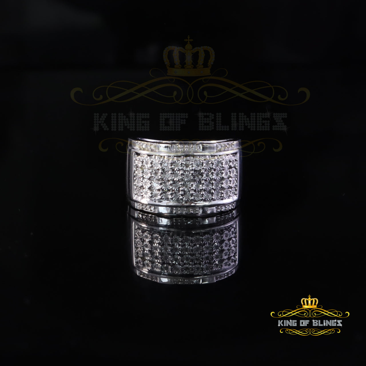 Big 0.25ct Real Diamond 925 White Miracle set Silver Wide Men's Band Ring SZ10