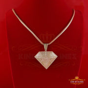 King Of Bling's 0.33ct Genuine Diamond Stones Diamond Shape Sterling Silver Yellow Pendant King Of Blings