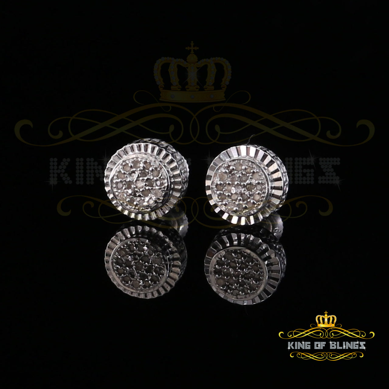 0.10ct Diamond 925 Sterling Silver White Round Earrings For Men's / Women's KING OF BLINGS