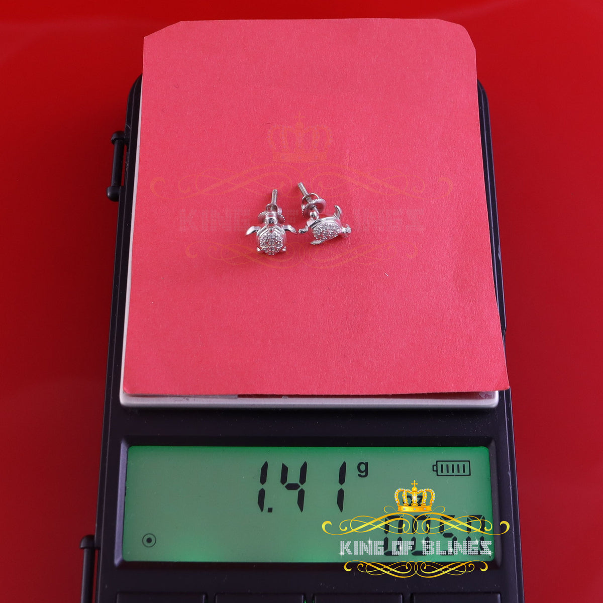 King of Bling's Women's 0.14ct Cubic Zirconia Turtle Stud Earrings White 925 Sterling Silver KING OF BLINGS