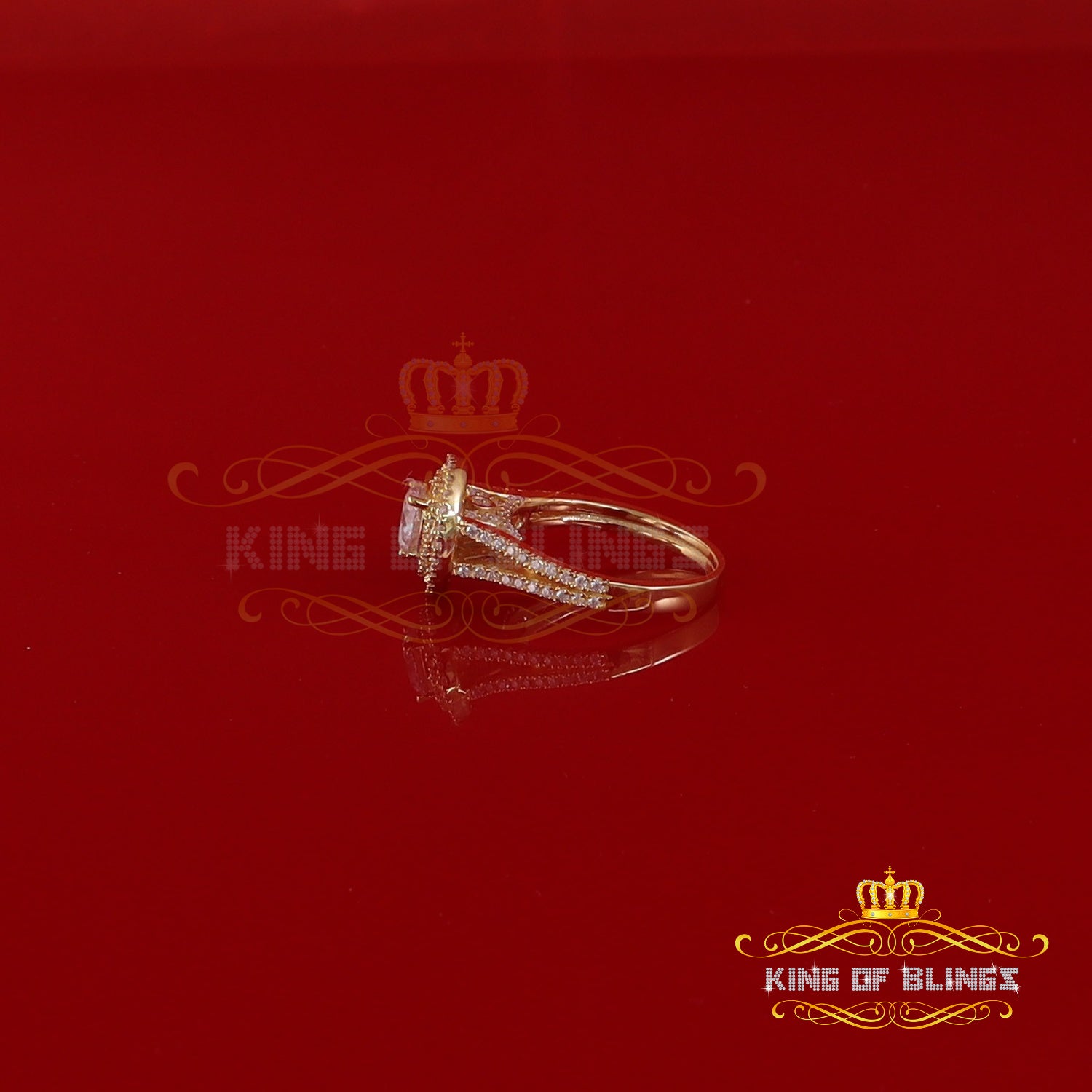 King Of Blings  10K Yellow Gold 2.00CT VVS' 'FL'D clr Round Solitaire Moissonite Womens Ring S/7 KING OF BLINGS