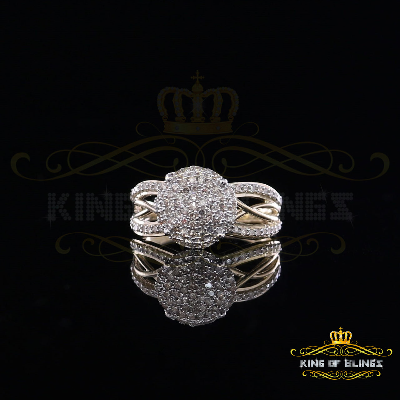King Of Bling's 0.50 CT Real Diamond 925 Sterling Yellow Silver Shine Womens Round Ring Size 7 KING OF BLINGS